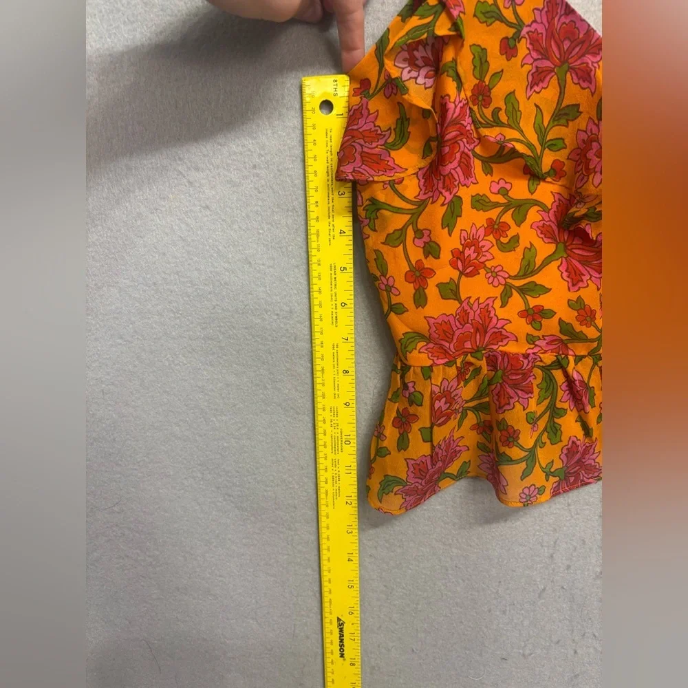 Veronica Beard designer Randa blouse 100% silk orange floral size 4 - Picture 14 of 16